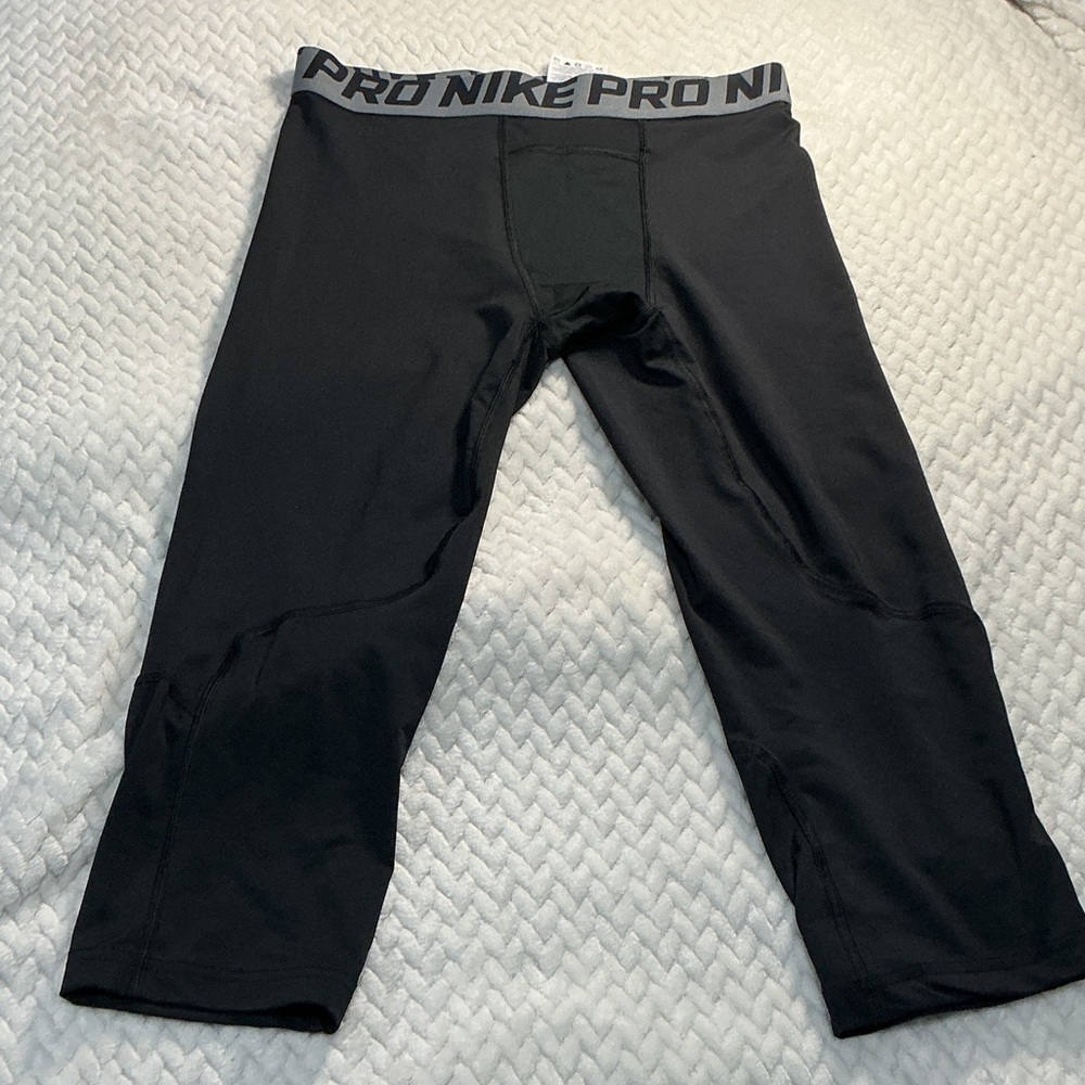 Nike Black Pro Performance Compression leggings with Gray Waistband Sz XL 0766